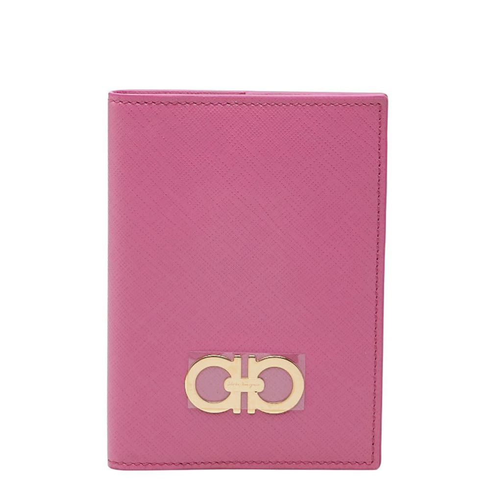 Salvatore Ferragamo Gancini Passport Case Card Pink Leather